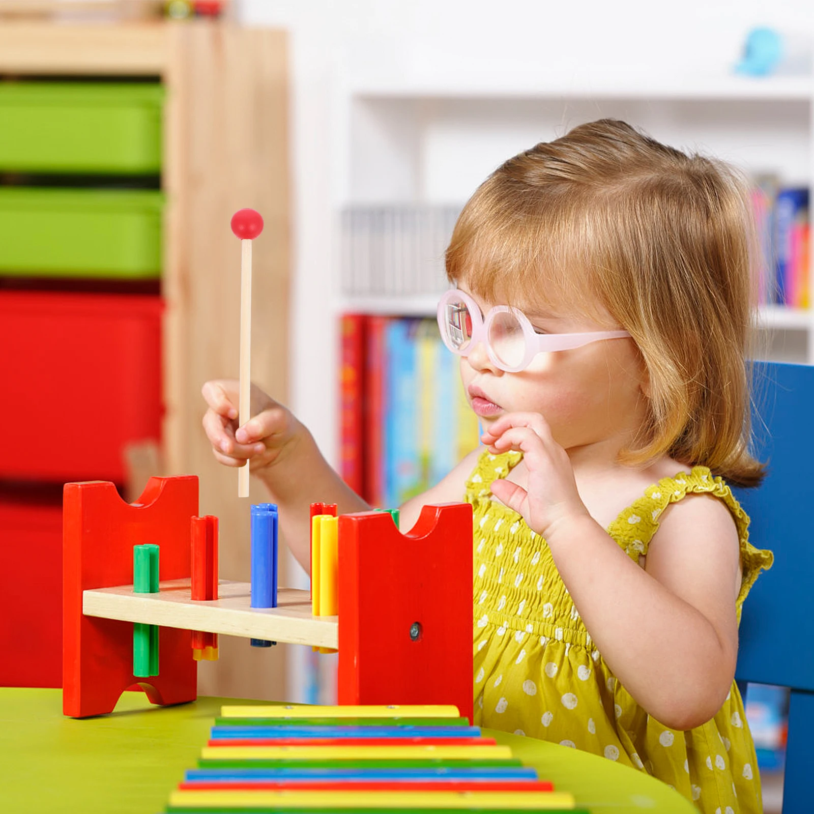 

12pcs Wooden Mallets Durable Long Handle Percussion Accessory For Kids Beginners Drum Practice Instrument Supply Musical Tools