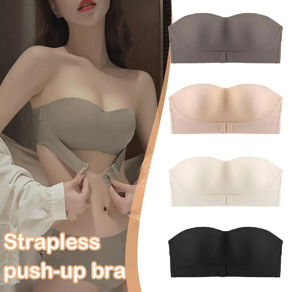 Summer Strapless Bra Underwear Seamlessly Push Up Brassiere Body Cover Sexy Lenceria Type Front Women N2K1