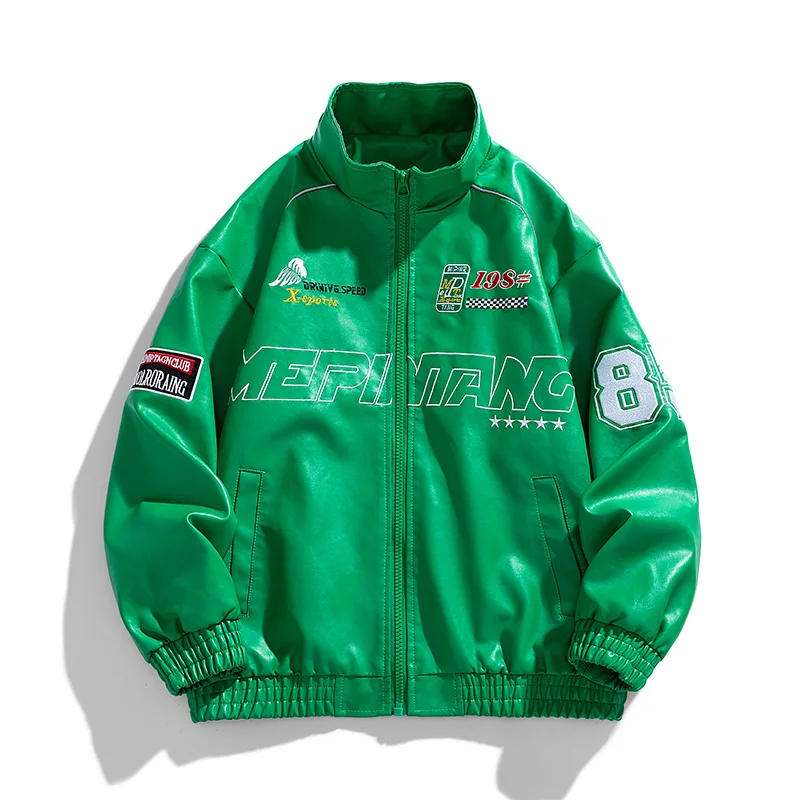JSN259A2389B2024 Spring and autumn new men\'s motorcycle wear fashion brand PU leather jacket jacket thin fashion coat embroidery