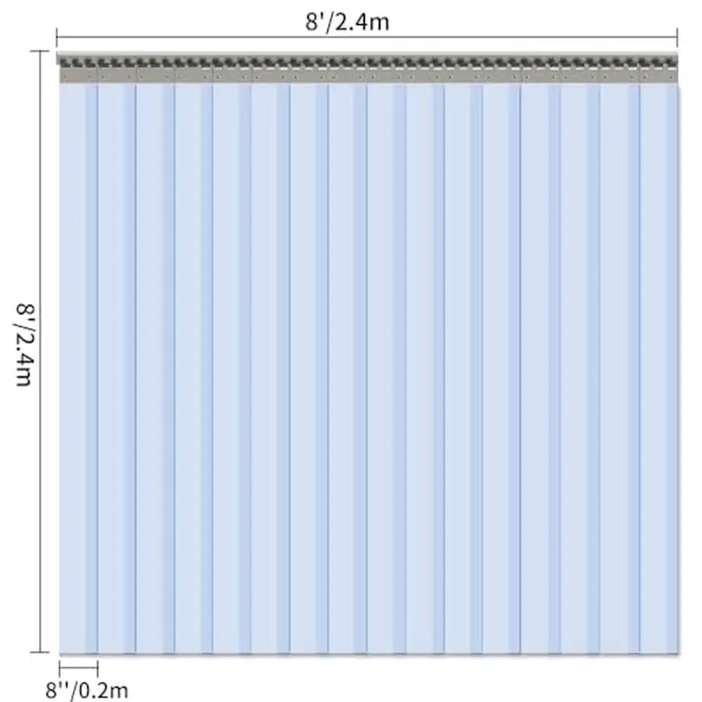 Bande de rideau en PVC transparent standard, rideau de porte, étanche, respectueux de l'environnement, chevauchement de 0.08, 96 po x 96 po, épaisseur de 56% po, 8 po x 8 po, 16 pièces