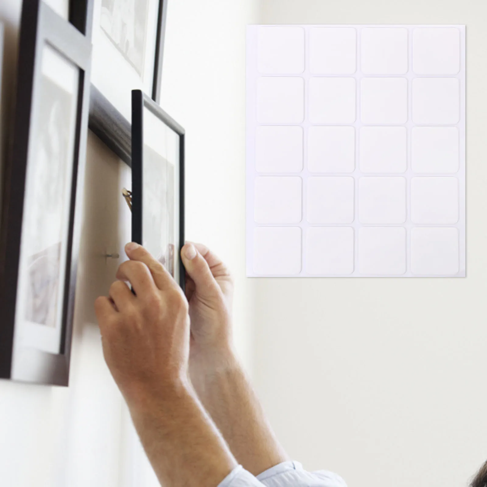 100 قطعة من شريط لاصق أكريليك مزدوج الجوانب، شرائط مربعة لاصقة شديدة التحمل لإطار صورة آمن للتركيب على الحائط الشفاف