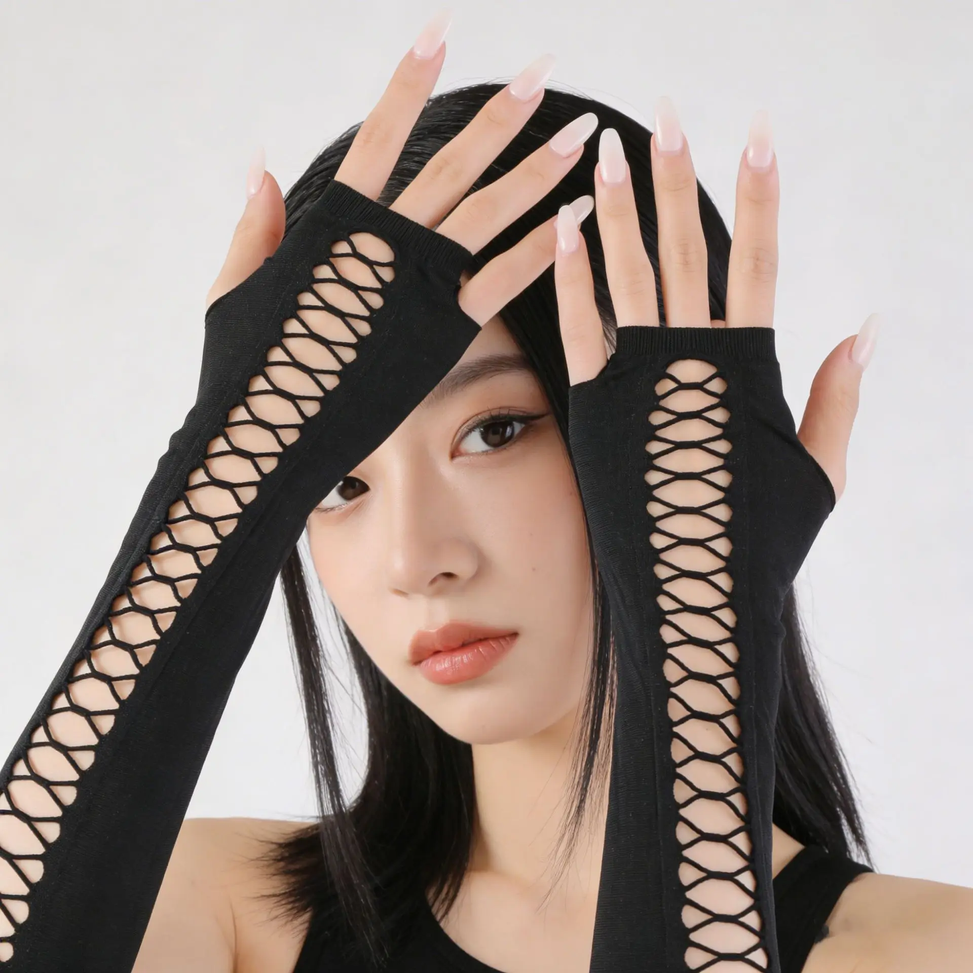Sexy Lace Gloves Nightclub Dancing Fun Etiquette Mesh Fingerless Gloves ﻿Cosplay Cheering Squad Performance Props