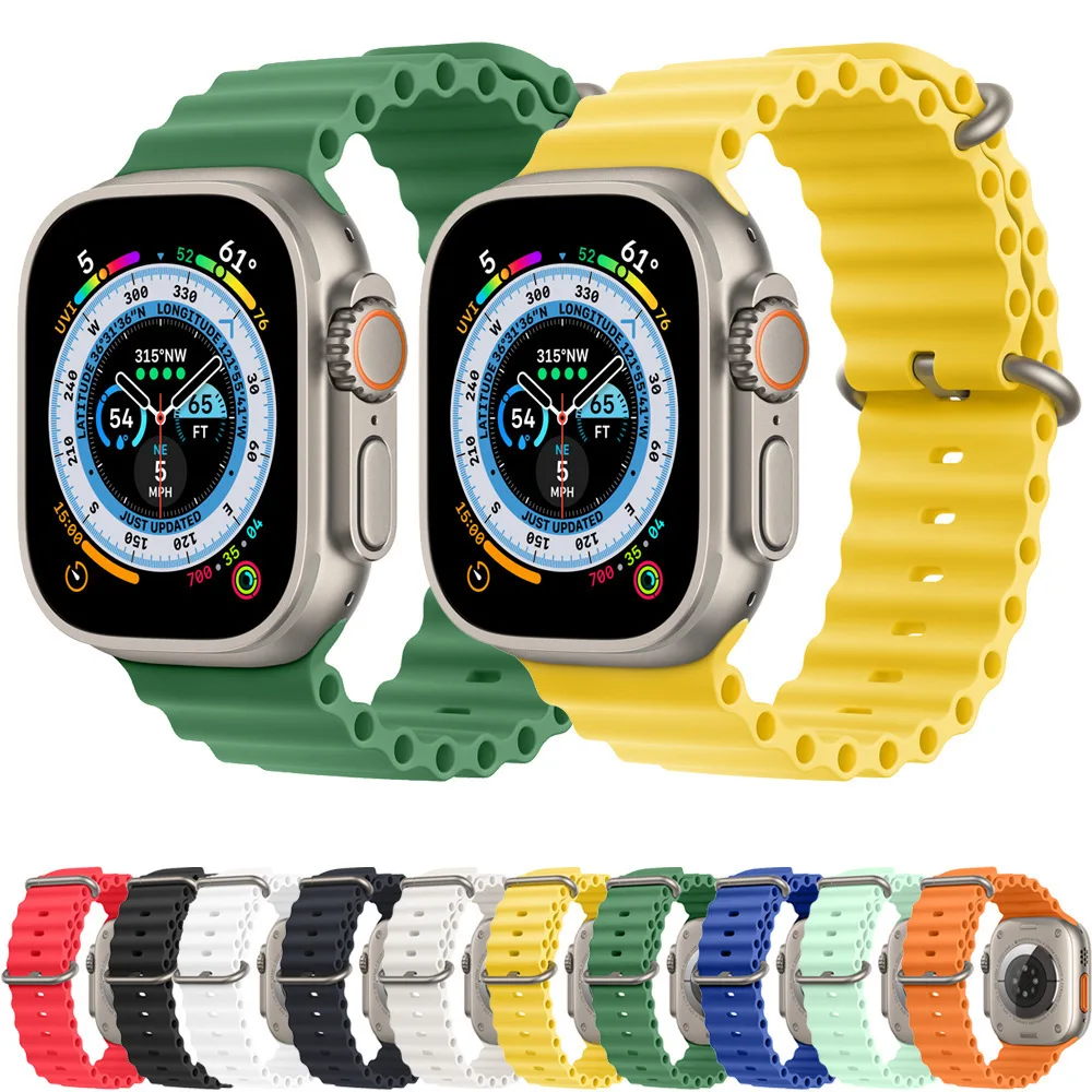 Ocean Strap For Apple Watch Band Ultra 49mm 45mm 44mm 42mm 41mm 40mm 38mm Silicone Bracelet iWatch Ultra Series 8 7 SE 6 5 3