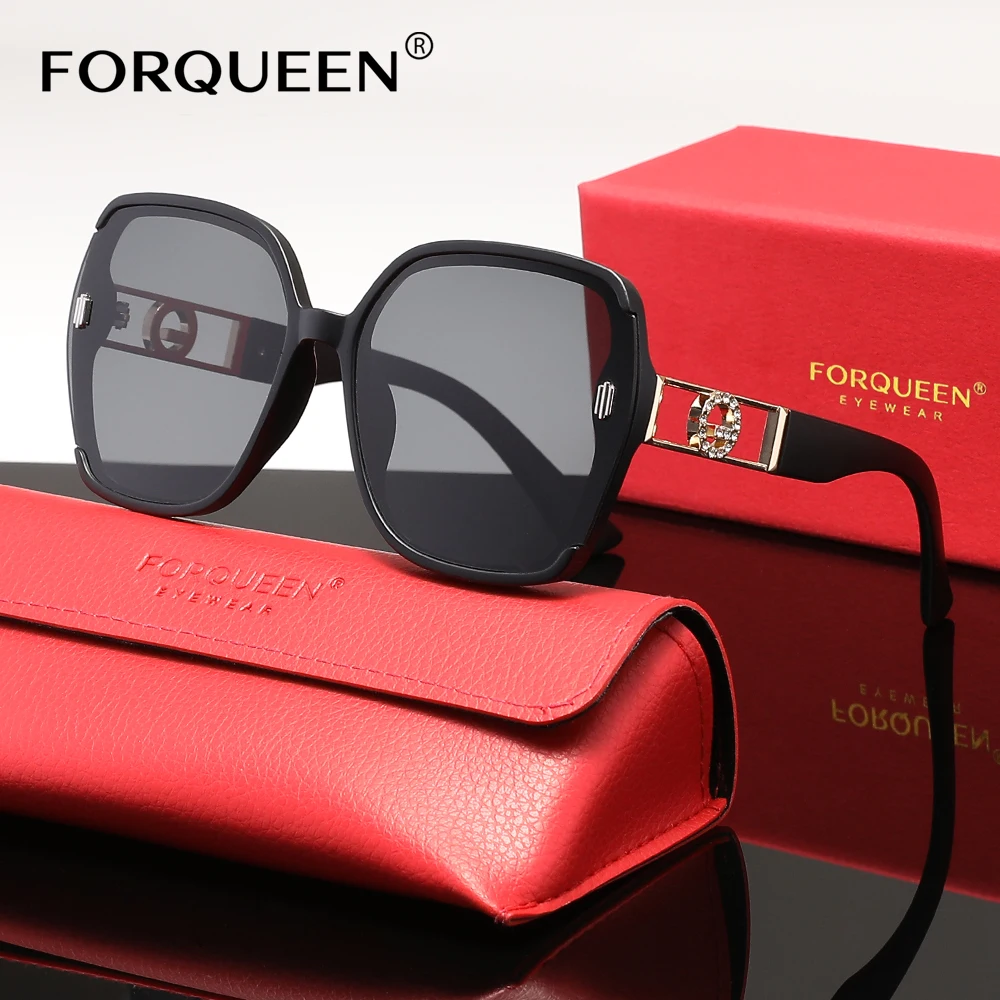 forqueen-高級トレンディなデザインのサングラス女性のファッション運転休暇眼鏡-uv400-合金デザインメガネ