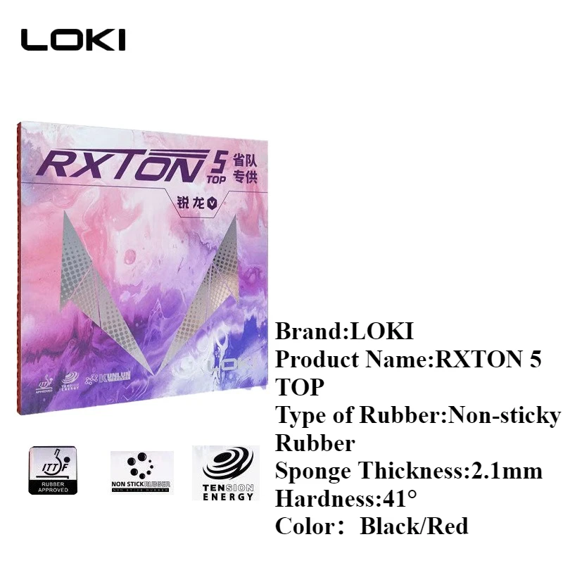 LOKI RXTON 5 TOP Non-Sticky Table Tennis Rubber Sheet Hard 41° With High-Porosity Tensile Sponge Arc Fast Attack ITTF APPROVED