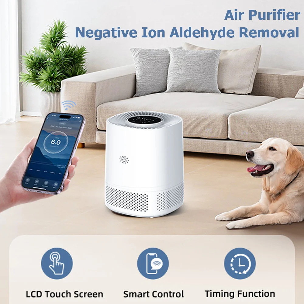 

Smart WIFI Air Purifier Negative Ions Remove Formaldehyde PM2.5 And Odor Energy Efficient Air Quality Monitor Filtration System