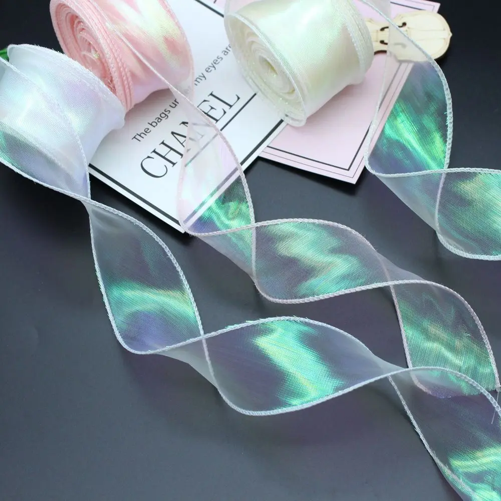 

40 мм 10 ярдов рулон атласной ленты сетчатая ткань цветочный букет упаковка фестиваль DIY украшения цветочный узор кружево