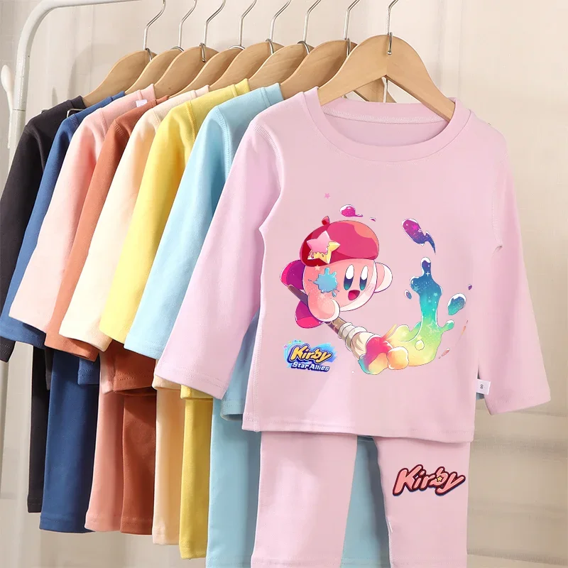 Star Kirbys Pajamas Kids Cute Cartoon Home Wear Girl Boy Long Sleeve Tops Trousers Set Spring Clothes Children Loungewear Gift view 2