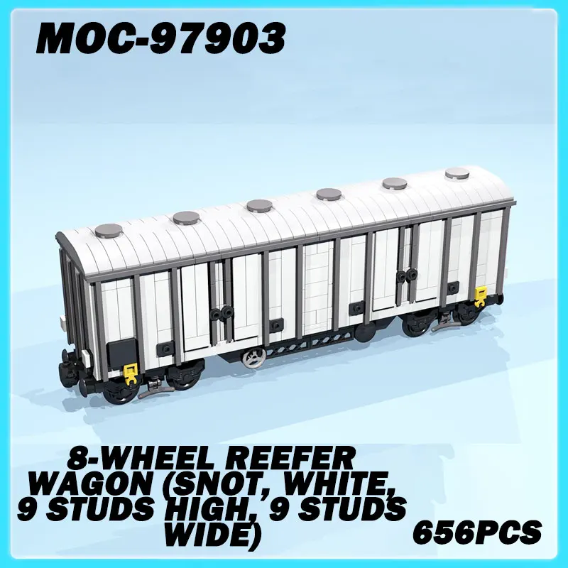 

MOC-97903 Mini Train 8-Wheel Reefer Wagon (SNOT, white, 9 studs high, 9 studs wide) Tanks Model Brick Puzzle Toy Birthday Gift