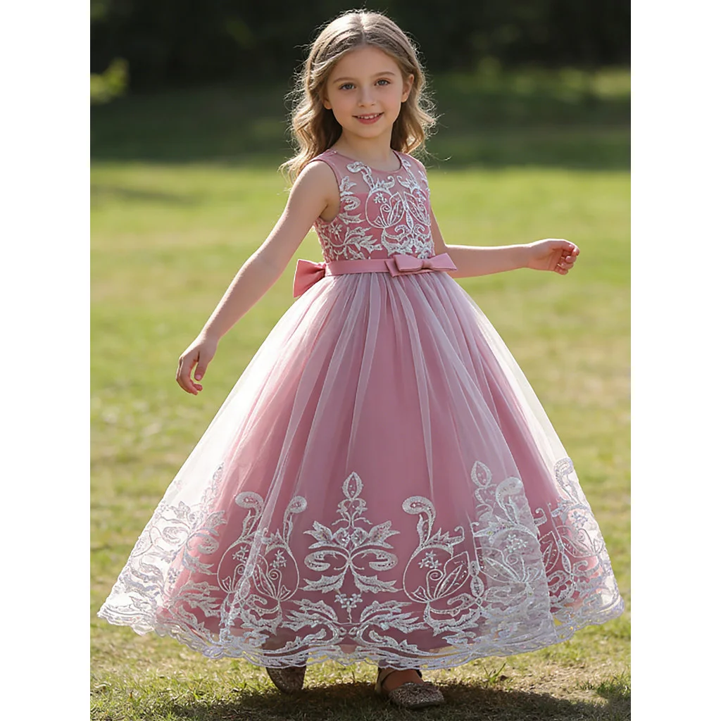 2026 Flower Girl Dresses For Weddings Lace Luxury Vestidos Princess Birthday Party Bridesmaid Dress For Kid 5-12 Years BIBIHOU image 4