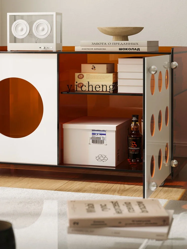 

TQH Living Room Sofa Side Cabinet Movable Cat Nest with Wheels Small Side Cabinet Storage Cabinet Locker