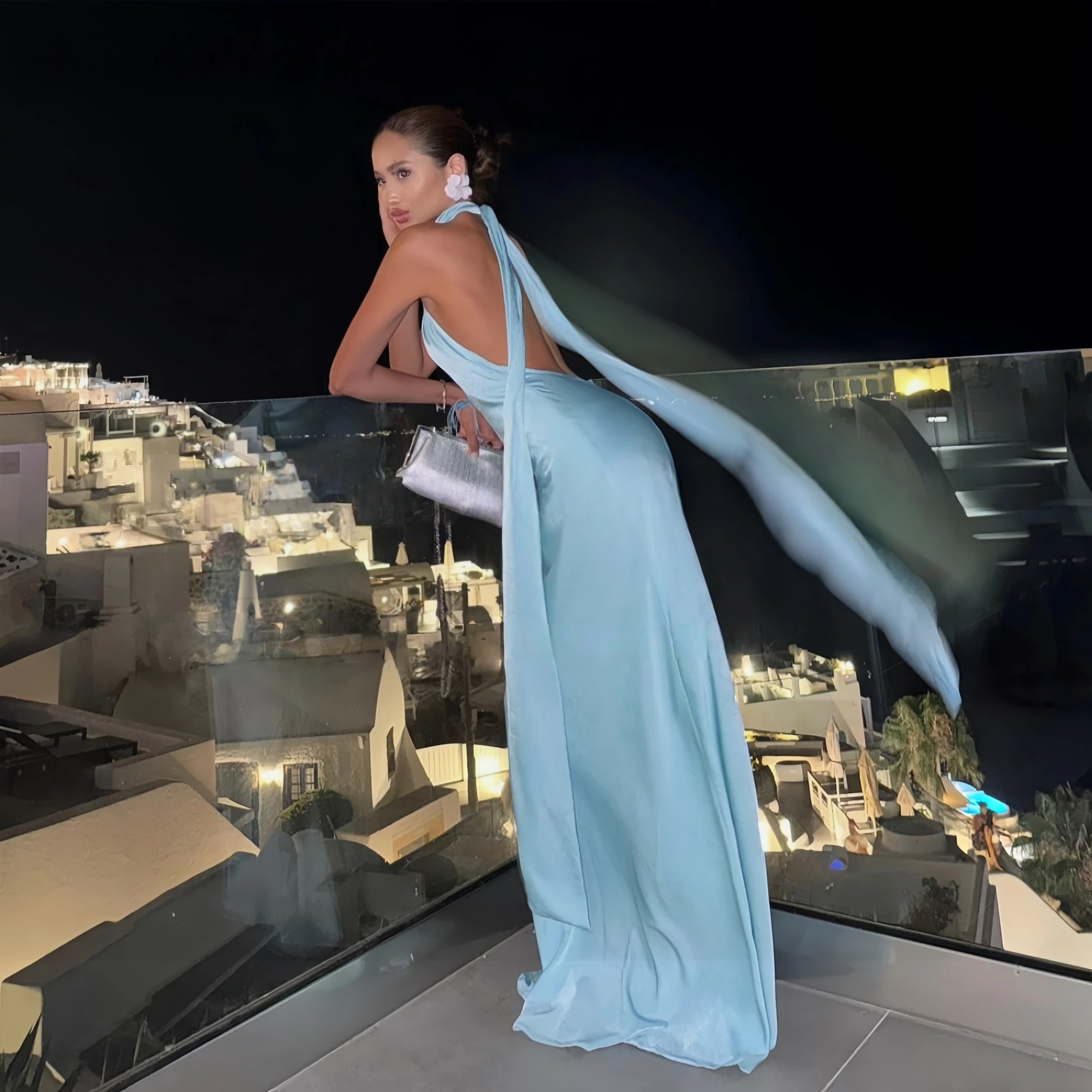 Beshinel Vestidos de fiesta de boda azul cielo personalizados Vestidos de fiesta para ocasiones especiales con espalda abierta sexy Vestidos de dama de honor 2025