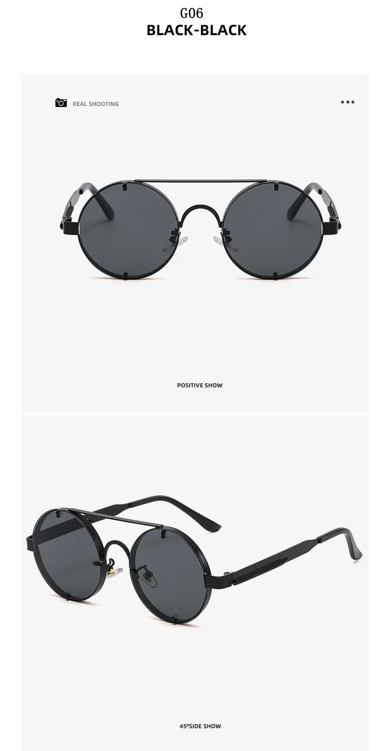 Runde Steampunk Sonnenbrille Für Männer Modische Punk Sonnenbrille Frauen Trendy Vintage Mode Gläser Retro Gafas De Sol Hombre – Detail 14
