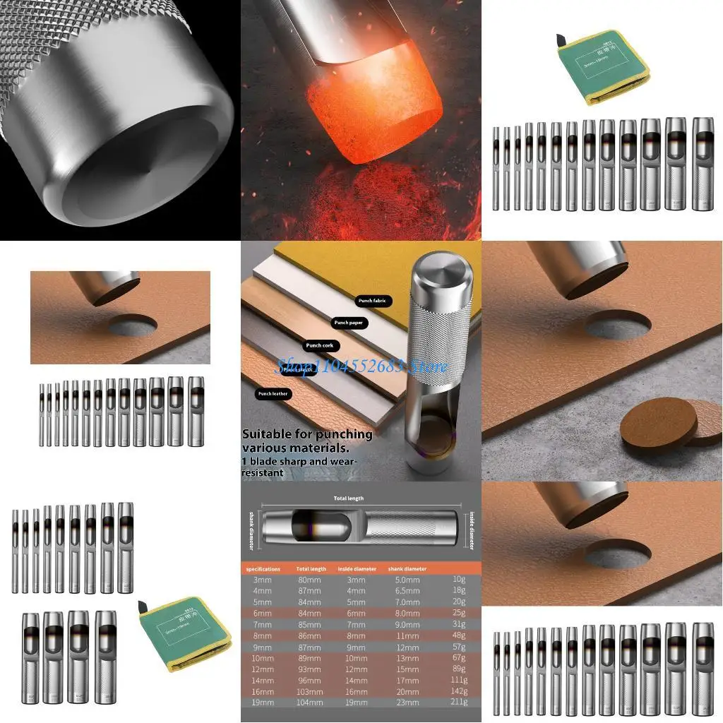 

Y6GD Compact Leather Hole Set With 6 Interchangeable Dies For Thick Thin Materials In Craft Workshops Or Home DIYer Use