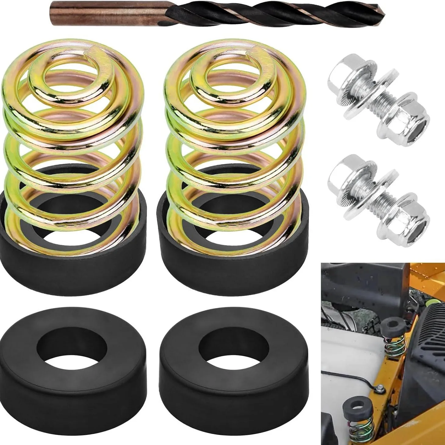 5‑Pack Replacement Set: 283516 Compression Seat Spring & 422127‑4 Cap, Compatible with Grasshopper Lawn Mower Seat Repair Parts