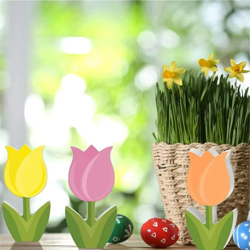 YWDZ-6Pcs Mother's Day Party Decorations Spring Farmhouse Candycolor Painted S Sign For Home Decor