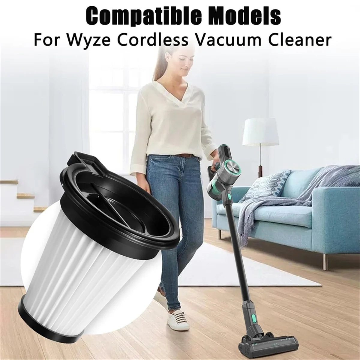 Substituição Hepa Filtro para Wyze Aspirador sem fio, Acessórios Peças