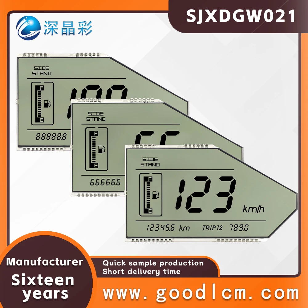 Manufacturer customized  Anti-Glare LCD segment code display screen SJXDGW021 HTN Positive size 106X61MM speedometer LCD screen