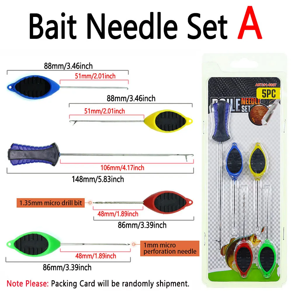 5-teiliges Karpfenangelköder-Nadelset aus Edelstahl, Köderbohrer, Pop-Up-Boilie-Rigs, Spleißnadel, Werkzeug zur Herstellung von Karpfenhakenverbindungen – Detail 2