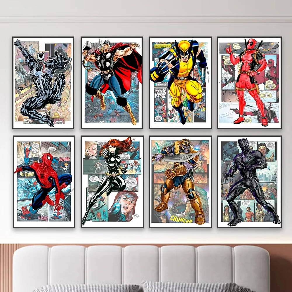 Venom Comic Art Poster Deadpool Wolverine Disney Canvas Painting Superhero Prints Spider Man Hulk Wall Art Nursery Decoration