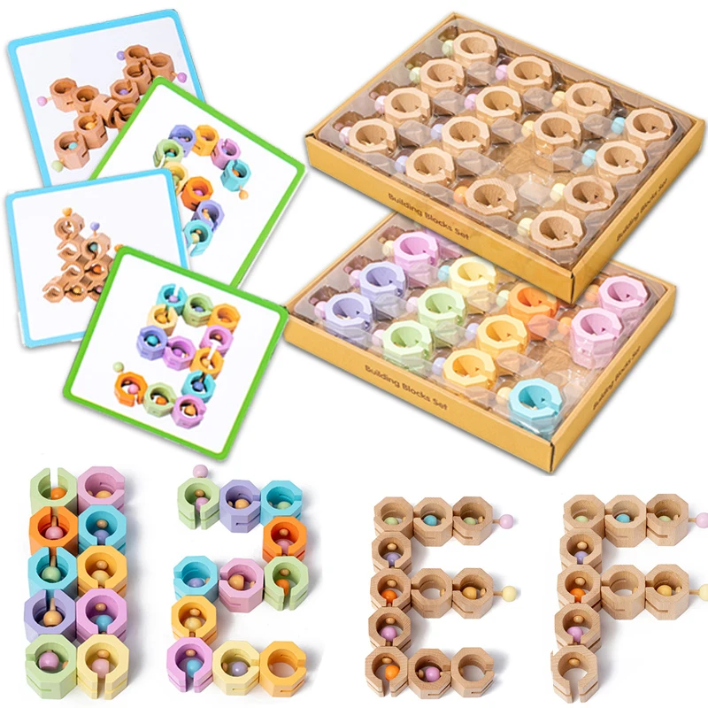 Montessori Logical Thinking Construct Sensory Building Blocks Creative Early Education Fine Motor Training Wooden Toys