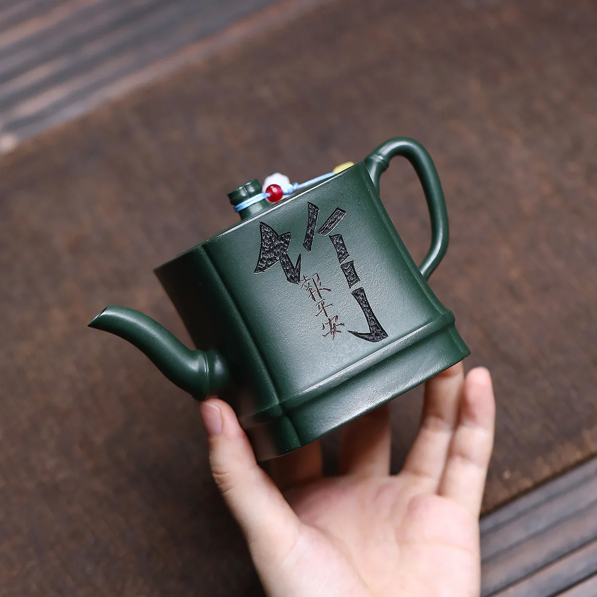 Handmade Yixing Purple Clay Teapot Famous Ore High Quality Green Sand Bamboo Presages Safety Tea Set 220C