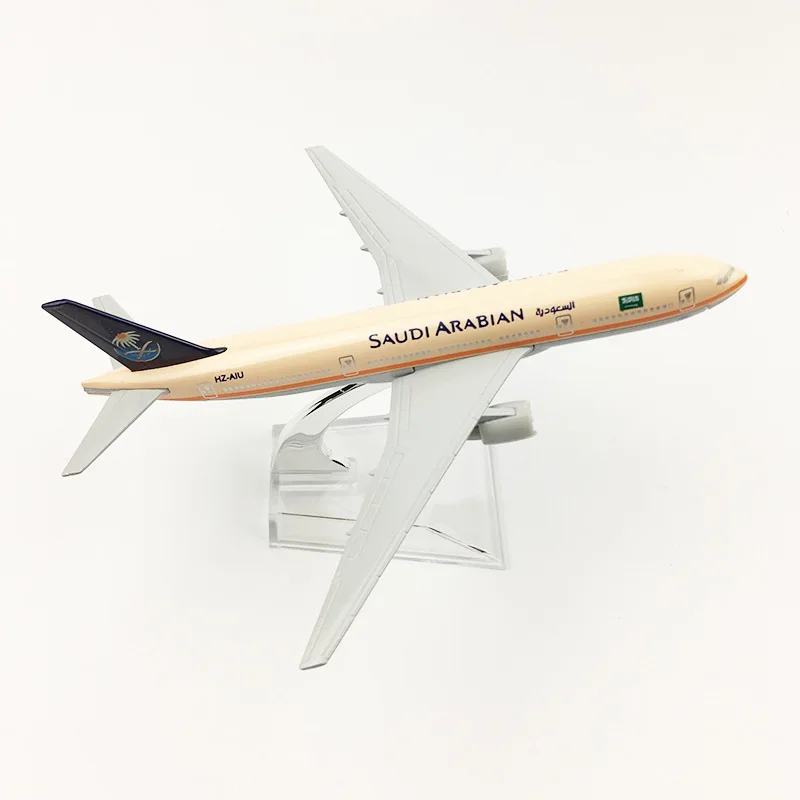 Escala de juguete, modelo de avión de 16CM B777, modelo de avión Airways de Arabia Saudita, avión de juguete, modelo fundido a presión, decoración de avión de aviación