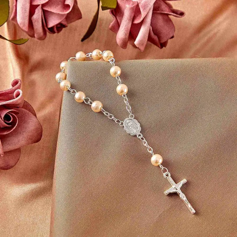 ลูกประคำสำหรับพิธีบัพติศมาด้วยนิ้ว tasbih Rosario 30ชิ้นลูกประคำเเบบไข่มุกเทียมสำหรับช่วยในการทำพิธีศีลมหาสนิท