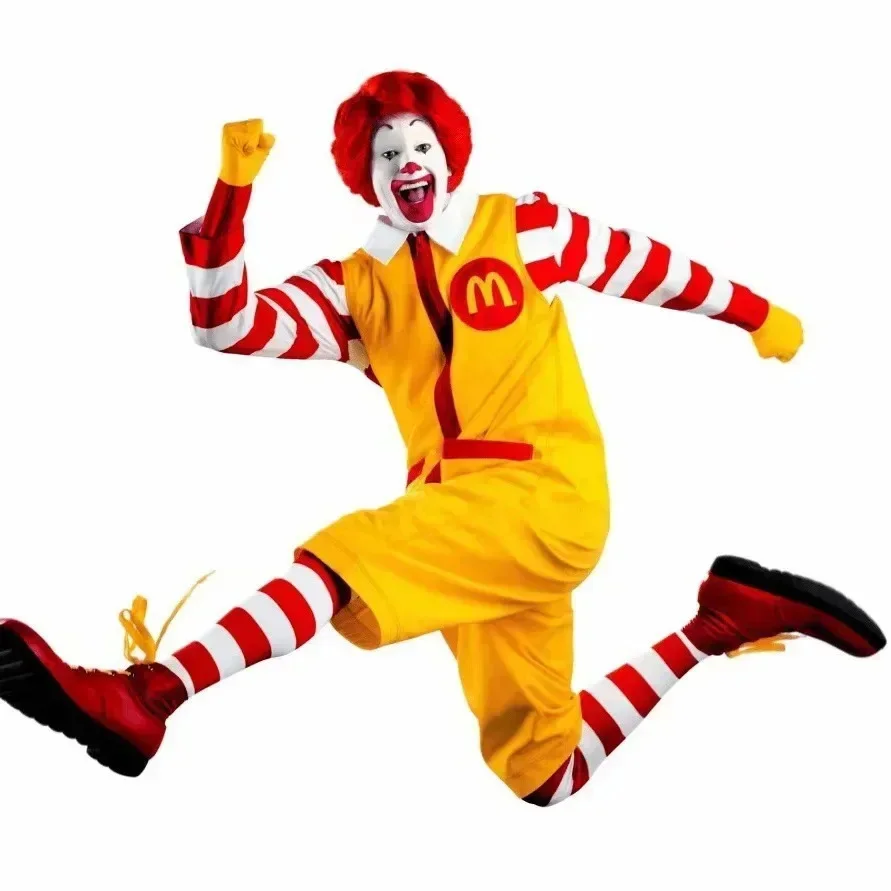 McDonald Cosplay Costume Ronald Masquerade Party Sutra Clown Character Adult Halloween Party Funny Costume Stage Clothes Wig