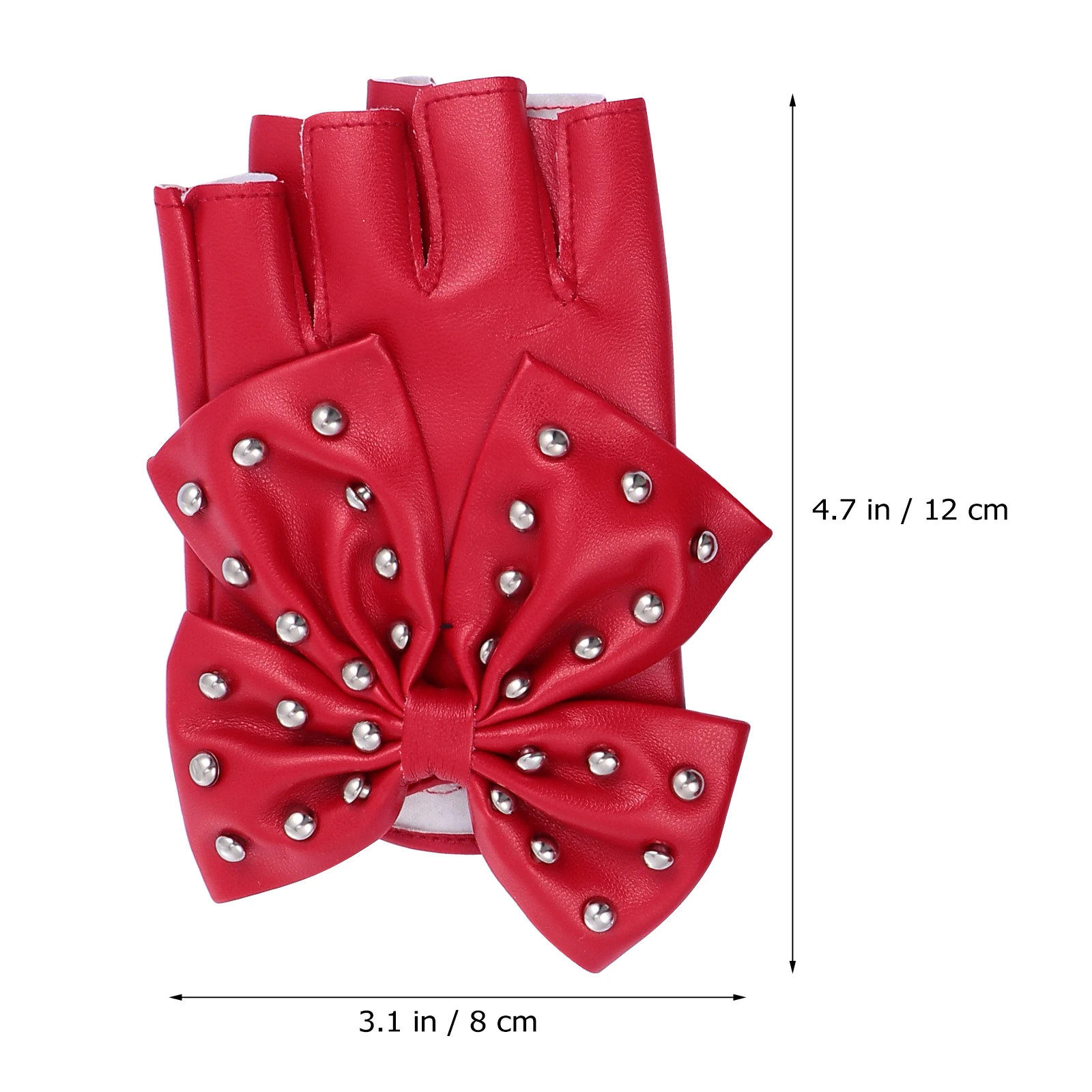 

1 Pair Half-Finger Glove Bow-Knot Rivet Design Retro Women Stage Lady Party Accessory