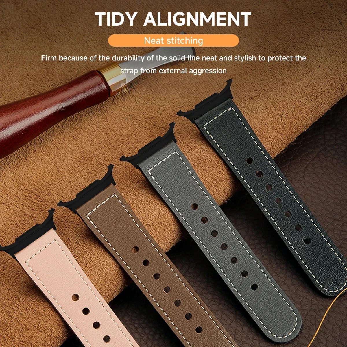 Leather strap for Samsung galaxy watch 8 40 44mm/ 8classic business band galaxy ultra 2025/7 47mm Quick Releas Leather Bracelet