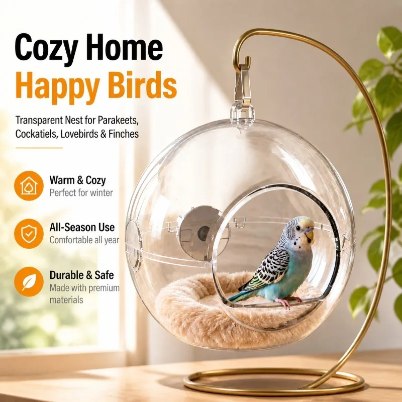 

Transparent Bird Nest Special for Parakeet Budgie Peony Finch Shelter Four Seasons Universal Breeding Bird Cage Accessories