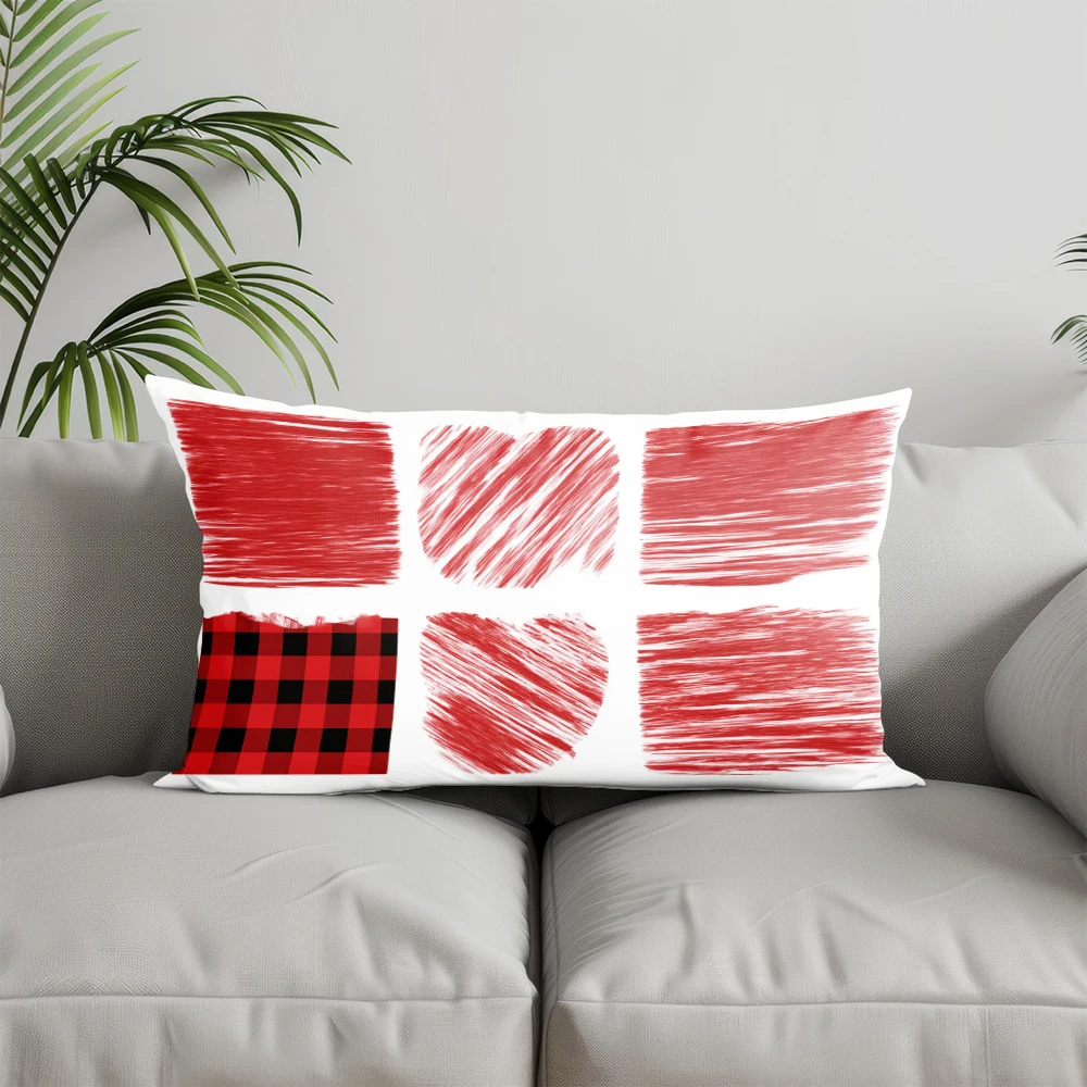 ديكور المنزل ضربات حمراء ومدقق المخدة مناسبة ل أريكة غرفة نوم غطاء وسادة السيارة وسادة مستطيلة الظهر