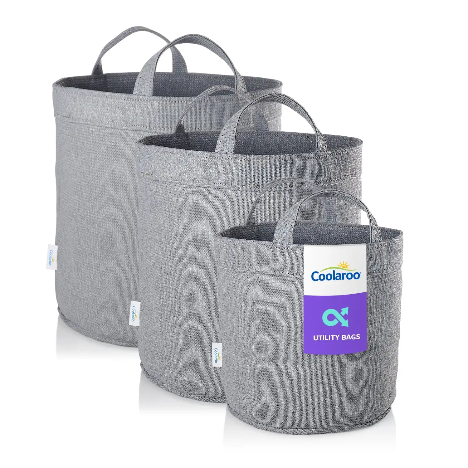 

3-Pack Small, Medium & Large Utility and Storage Bins with Reinforced Handles, Steel Grey