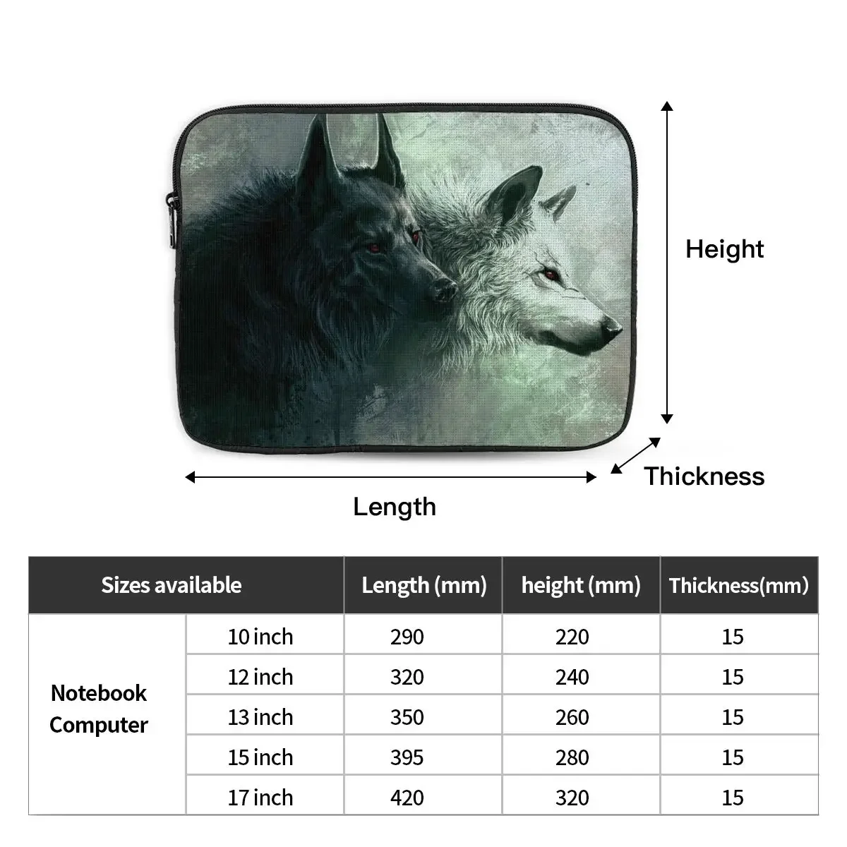 Wolf-funda para ordenador portátil, funda para ipad de 17, 15, 13, 12 y 10 pulgadas