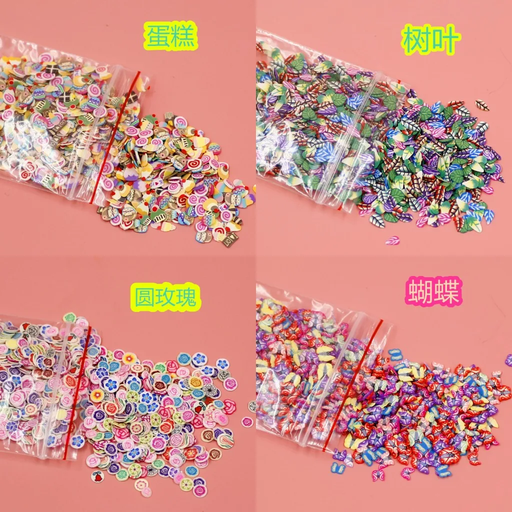 1000pcs Slime Additives Heart Fruit Slices For Nail Art Charm Filler For diy Slime Accessories Supplies Decoration Toy