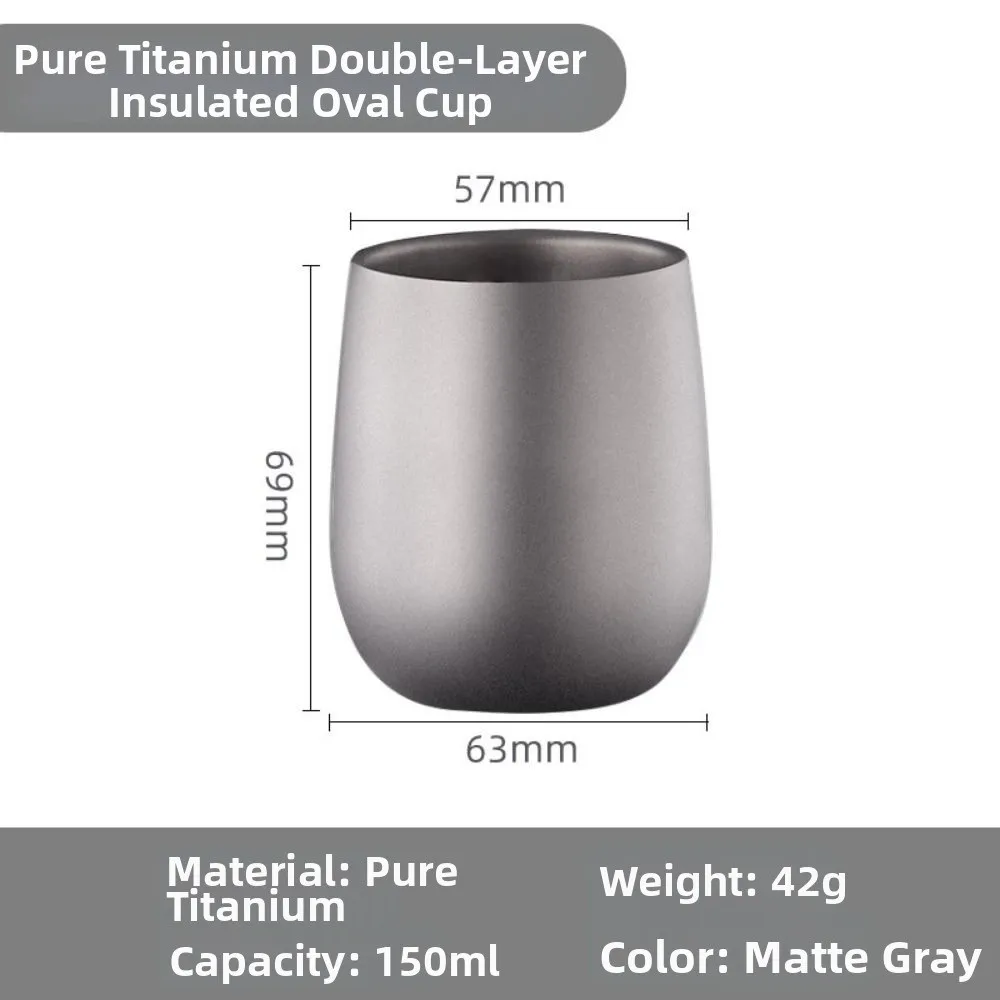 High Quality Lightweight Camping Titanium Tea Cup Portable Double-Wall Coffee Tea Mug Outdoor Drinkware view 2