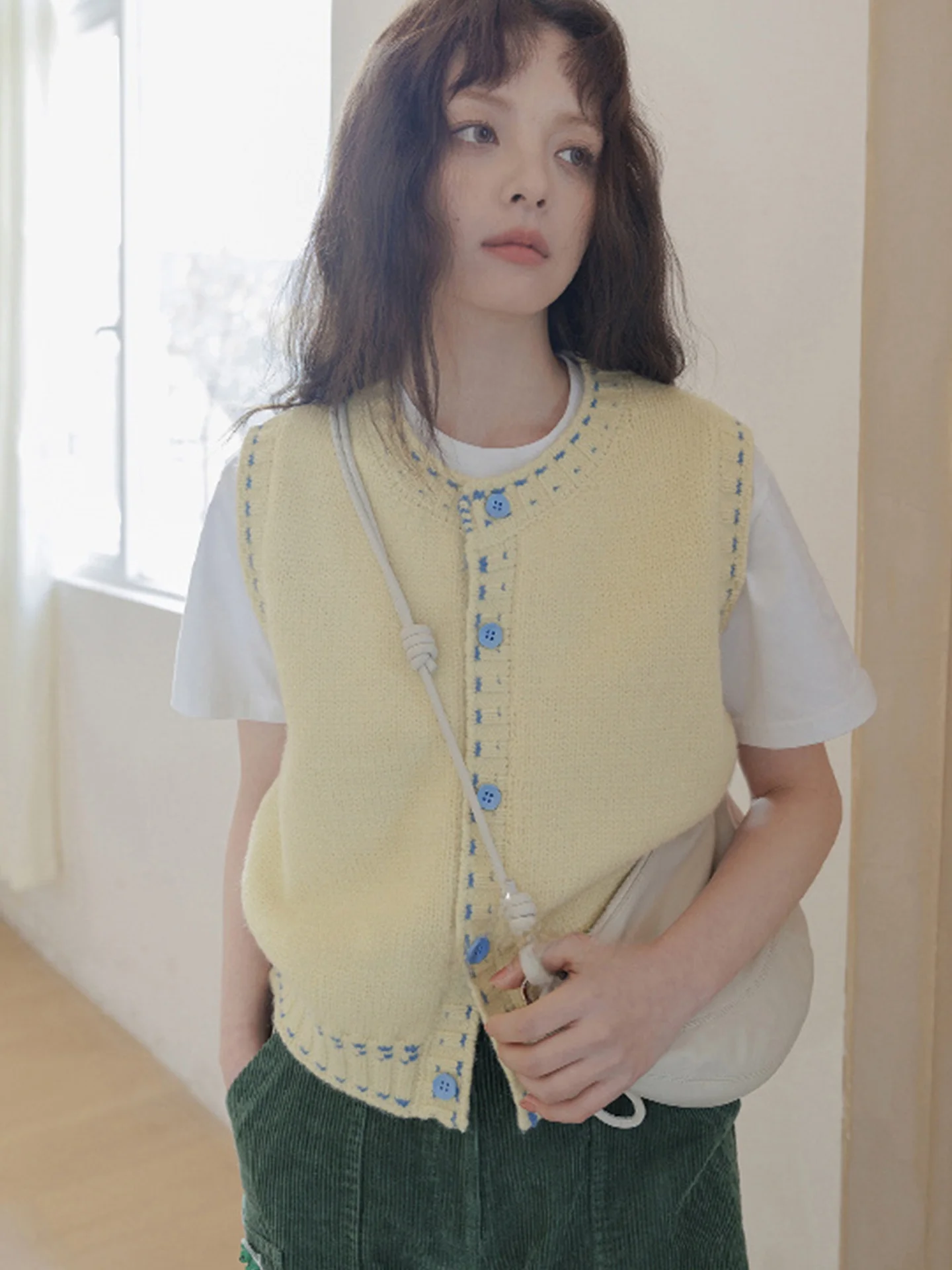 

Faionable Knitted Open Cardigan Vest Svel round Ne Women's Sle Layering Top Trendy Lazy Sle Commute Pure E-comm...