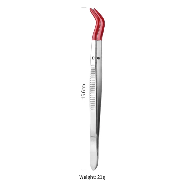 The New 2Pcs Bent Tweezers With Rubber Tips, Curved Flat Tip Tweezer Stainless Steel Angled Grip Gem Stamp Sticker - view 5