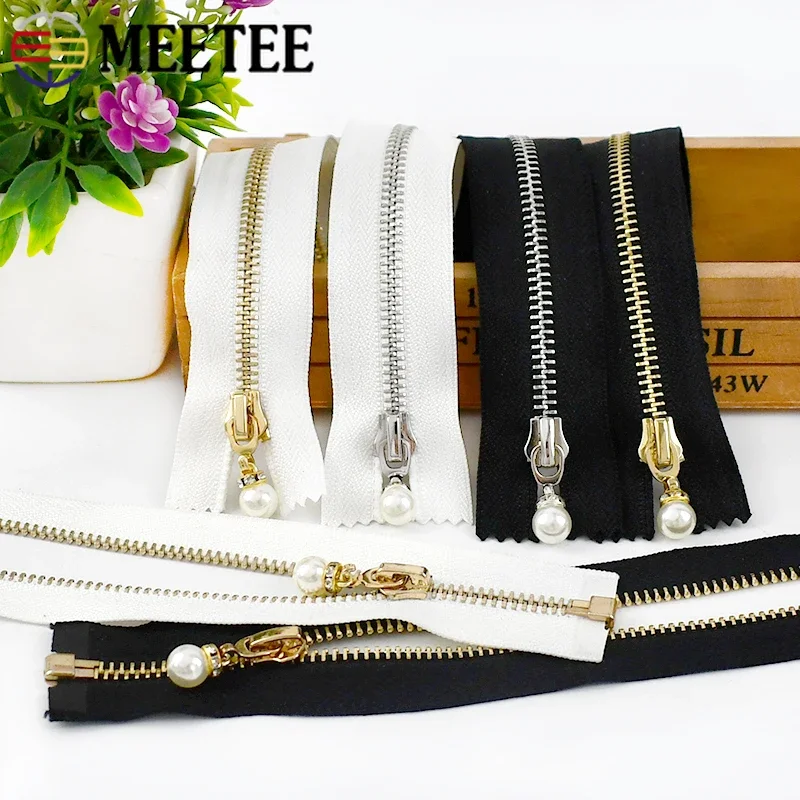 3Pcs 3# Metal Zippers Close-end 15-30cm Open-end 40-70cm Bag Clothes Auto Lock Zips Pearl Puller Coat Zip Repair Kit Accessories