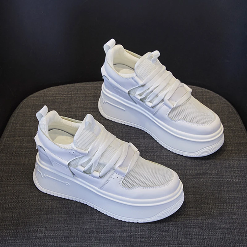 Little White Shoes Female Flat Bottom Thick Bottom Elevated Increase Simple All-match Casual Shoes Womens Shoes Autumntime