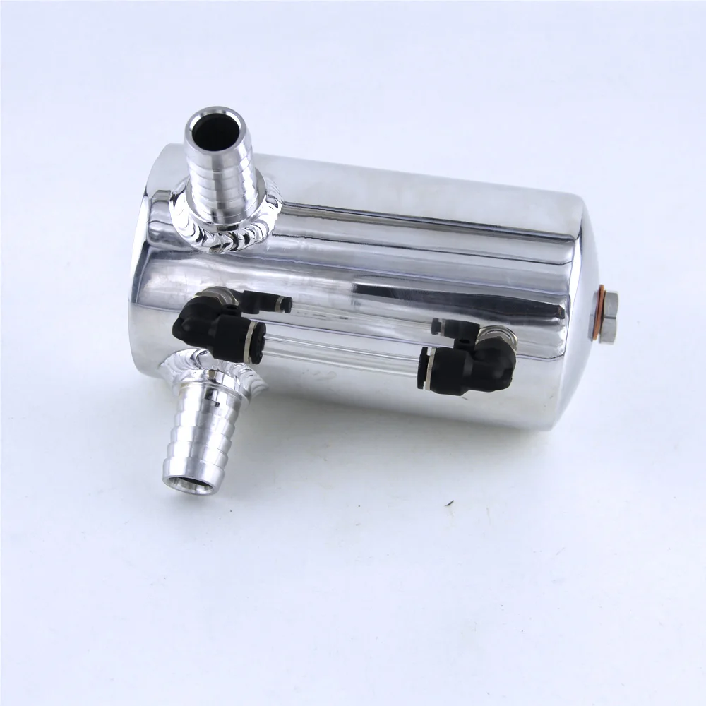 Car Styling Universal Oil Catch Tank Reservoir Engine Fuel Seperator Can Aluminum 500ml 2*19MM