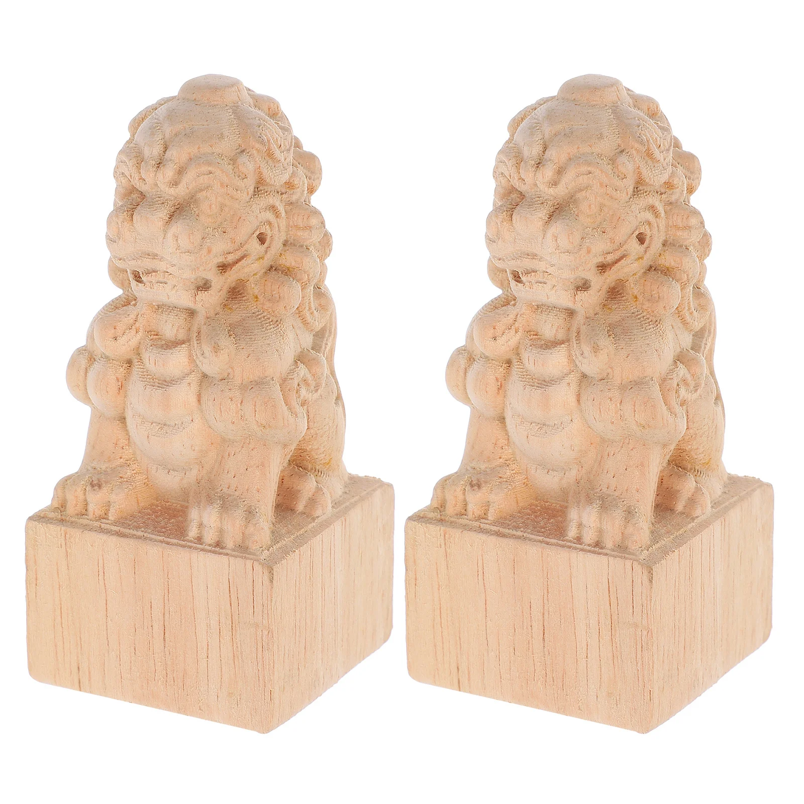 

2Pcs Solid Wood Decorative Post Finial Carved Lion Head Fence Topper for Staircase Baluster Railing Garden Indoor Outdoor Wood