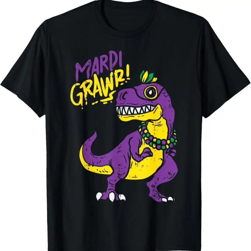 

Mardi Grawr T Rex Dinosaur Dino Gras Carnival Boy Shirt