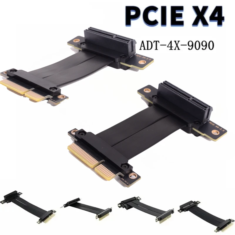 

PCI-E X4 Riser Cable Двойной 90-градусный прямоугольный удлинительный кабель PCIe 3.0 x4 to x4 PCI Express 4x Riser Card Удлинитель материнской платы