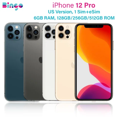 iPhone 12 Pro A2341 128GB 256/512GB 6GB RAM 5G 12MP A14 IOS 6.1" Super Retina XDR OLED Face ID NFC eSim Genuine Mobile Phone