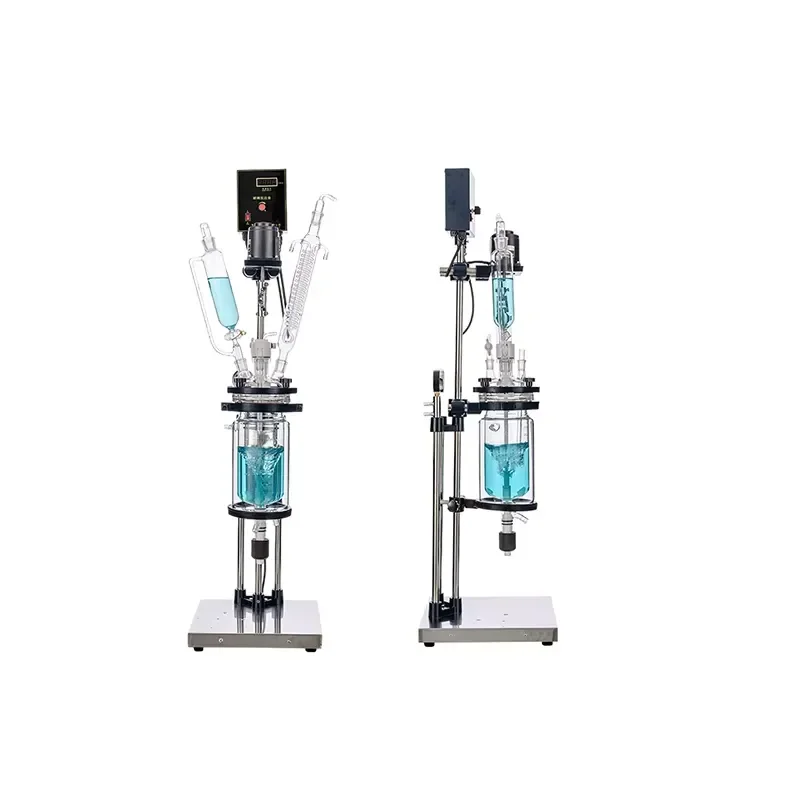 Wholesale Automatic Double Layer Jacketed Glass Lined 5L Lab Reaction Kettle with Engine and Motor