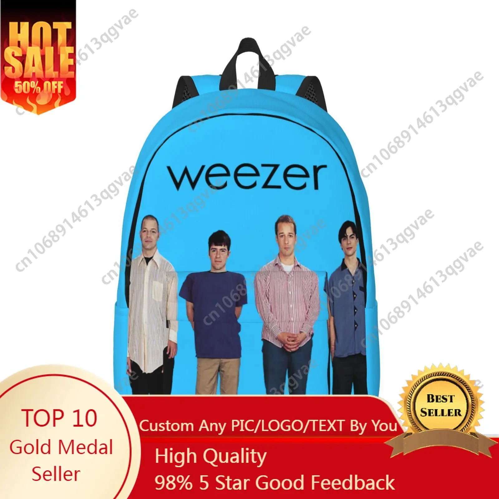 

2025 New Weezer Pop Rock Band Custom Canvas Lightweight Backpack Fashion Durable Student Men Women Business Daypack