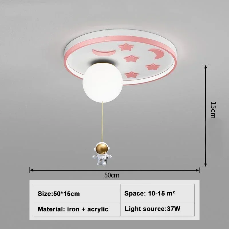 NONE Modern European Children Moon LED Astronaut Ceiling Lamp 8