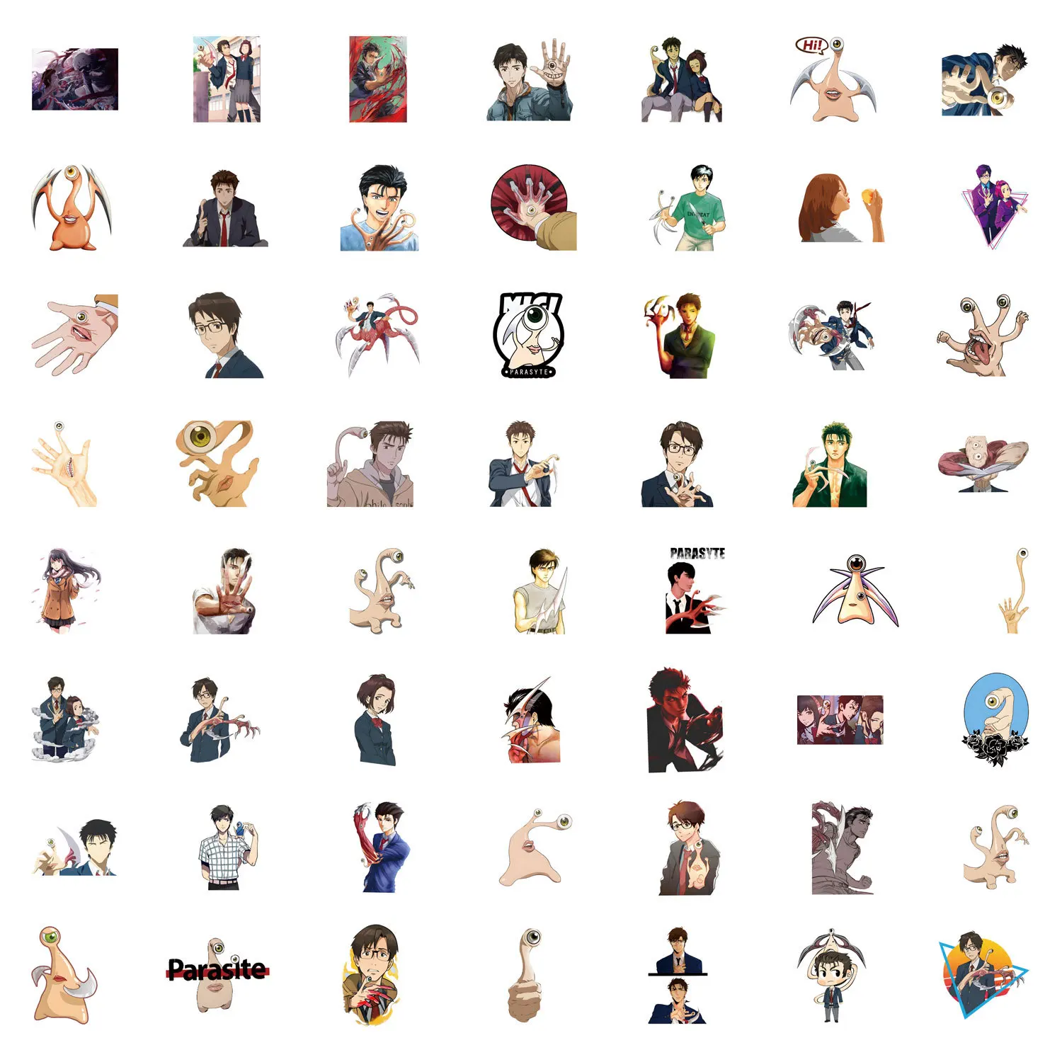 10/55PCS Anime Cartoon Parasyte Cool Stickers Graffiti Decoratie Notebook Telefoon Gitaar Garderobe Gitaar Waterdichte Sticker Speelgoed